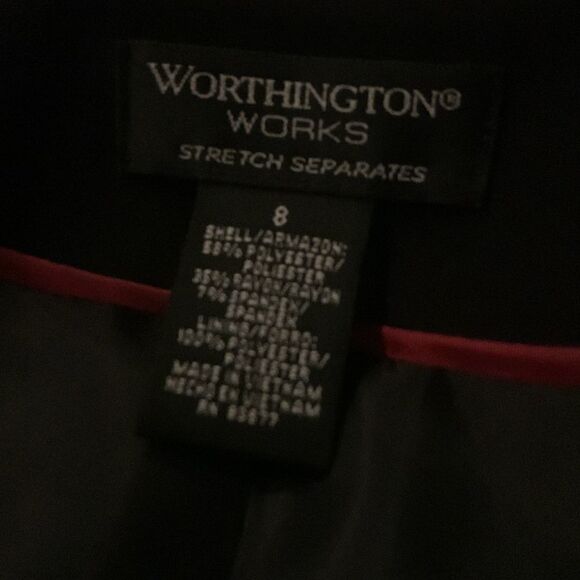 Worthington Works Stretch Separates Size 8 Silver Button Front Black Trench Coat - Picture 10 of 15